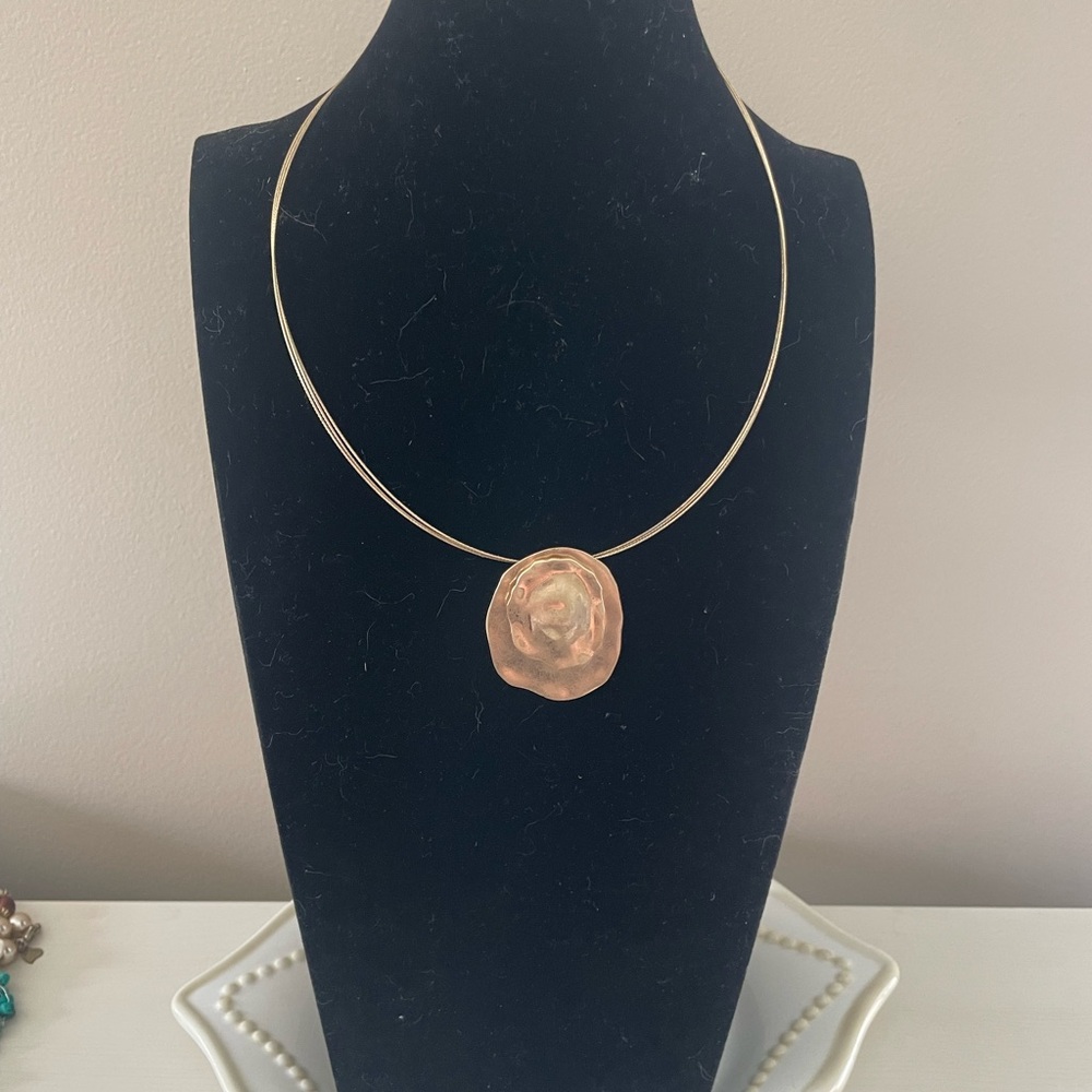 JNY Goldtone Pendant Necklace On Multi Strand Gold Wire